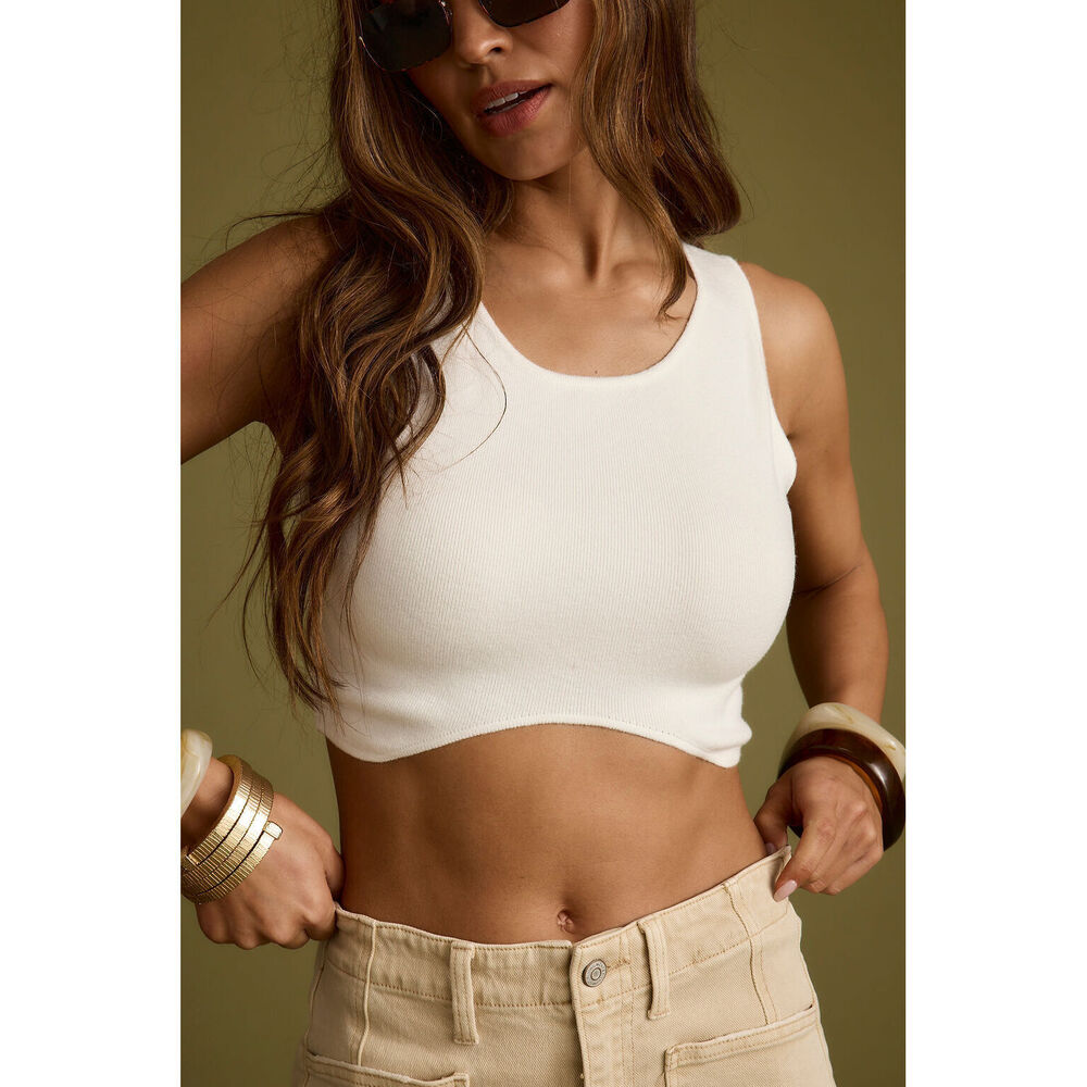 NWT - 12th Tribe Malorie White Sleeveless Cropped Top